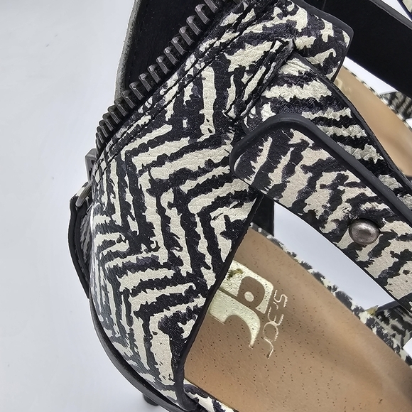 Joe's Jeans Womens High Heels Strappy Ankle Zip Zebra Print Black/White Size 7.5 - Picture 3 of 13